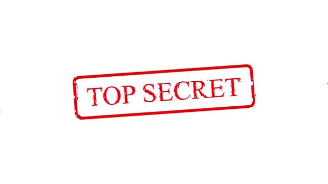 Vintage top secret file folder with bold red stamp, aged papers, and retro espionage aesthetic. Motion graphics of document concept.