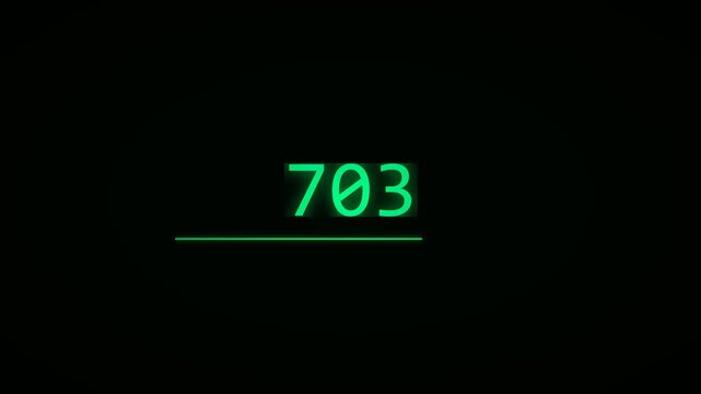 Green Neon Animated Number Counter 0 to 1,000 Underline Black Background 4K