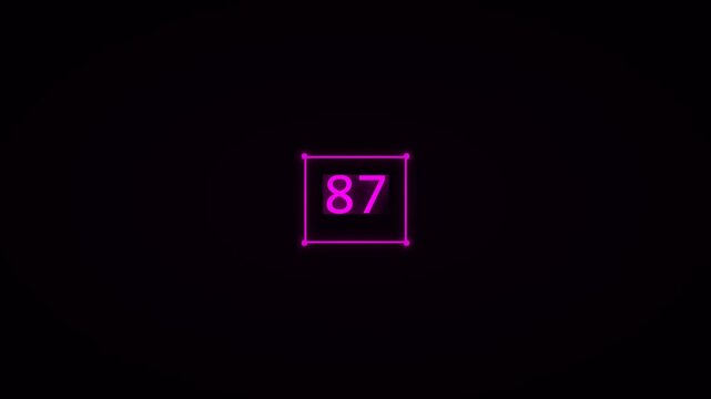 Magenta Neon Animated Number Counter 0 to 100 Box Black Background 4K