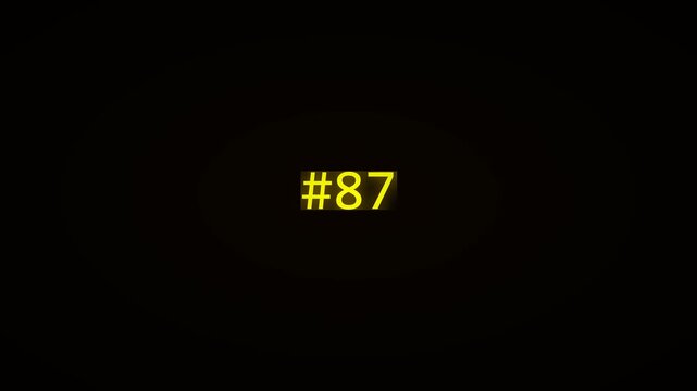 Gold Neon Animated Number Counter 0 to 100 Prefix Hash Black Background 4K