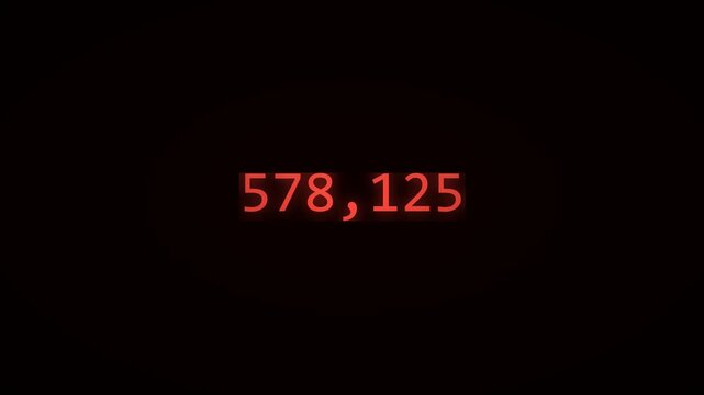 Red Neon Animated Number Counter 0 to 1,000,000 Comma Black Background 4K