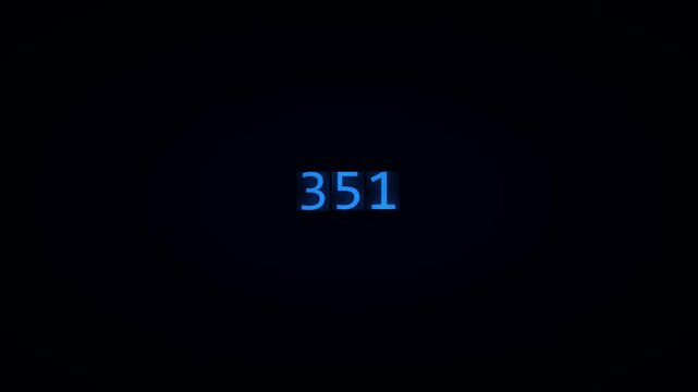 Blue Neon Animated Number Counter 0 to 500% Odometer Black Background 4K