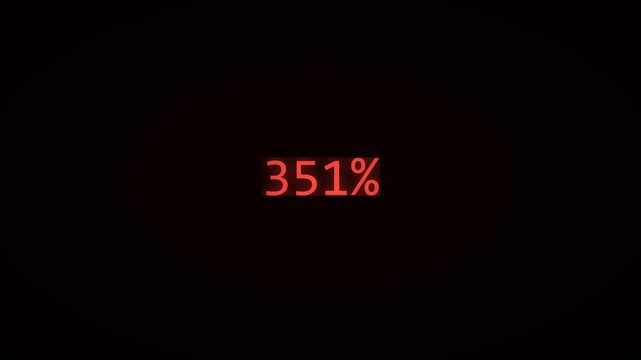 Red Neon Animated Number Counter 0 to 500% Comma Black Background 4K