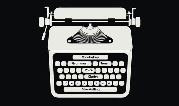 Vintage typewriter writing skills infographic