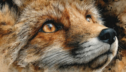 Obraz premium Watercolor Fox Portrait Close Up Animal Illustration Art