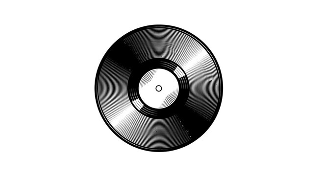 Retro black vinyl record single with silver label, vintage music disc for sound, audio, nostalgia, and classic entertainment isolated on white.