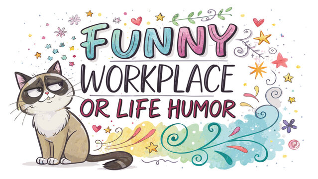 Funny workplace or life humor typography with a grumpy cat