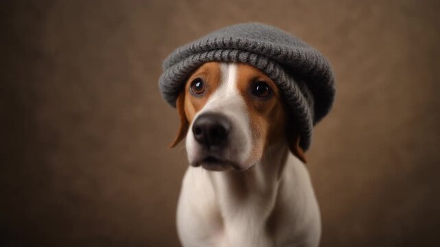 portrait of a dog with french hat
