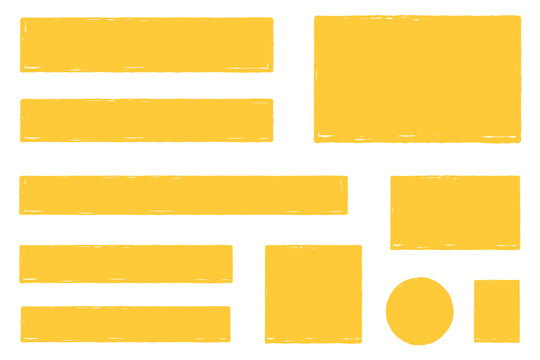 Collection of textured yellow rectangles squares and circle shapes