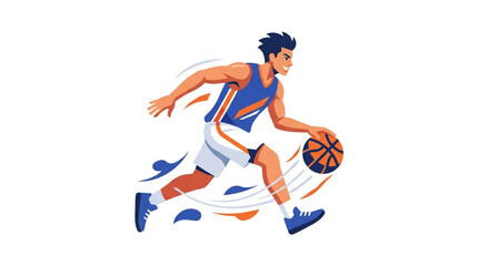Obraz premium Athletic basketball player dribbling ball during a fast game.