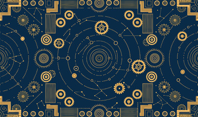 Blue celestial astronomy gears pattern © kiran_farzana