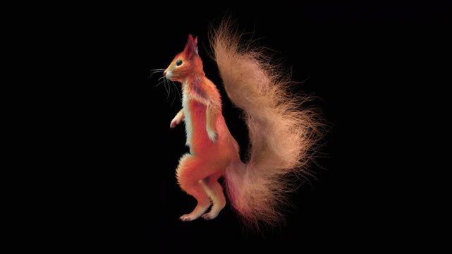 Realistic dancing squirrel performing rumba dance animation with alpha channel transparent background
