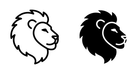 Lion Head Icons, Majestic Animal Symbol, Minimalist Vector Graphics, Powerful Wildlife Emblem © Minhajul