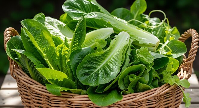Fresh Romaine Lettuce Leaves