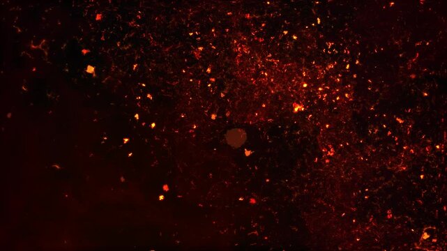 Impact Red Lava Fire and Ember Particles Loop Alpha Background