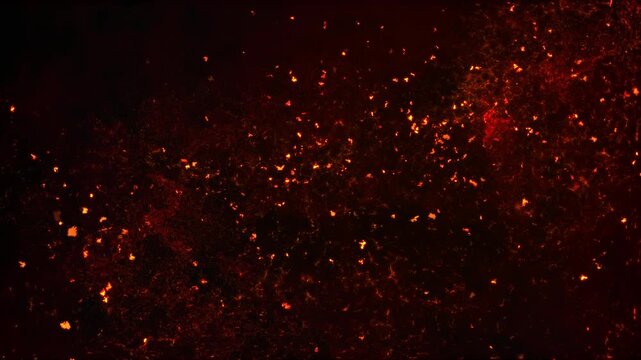 Impact Red Lava Fire and Ember Particles Loop Alpha Background