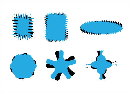 microorganisms vector collection, 6 blue bacteria shapes icons