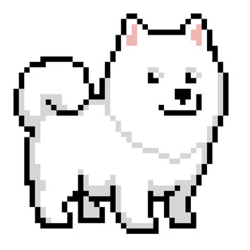 cute dog characters, cute samoyed dog characters, dog illustrations, samoyed dogs, dog illustrations PNG, pixel art style samoyed dogs, Pixel art style dog images