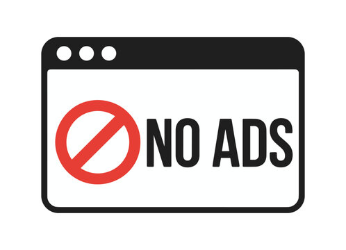 No Ads Sign on Computer Screen: A clear indication of an ad-free browsing experience. digital privacy, internet security, blocker.