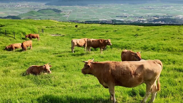 阿蘇のあか牛とカルデラ