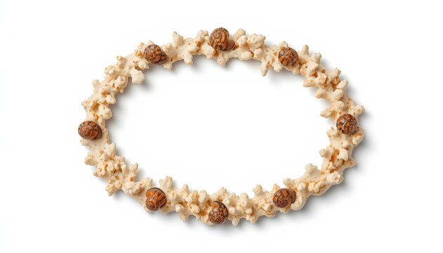 This is a picture of a bracelet made out of popcorn and nuts