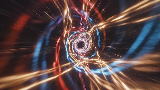 A Glowing Multicolored Orb with Ringed Core Floating in Deep Space
