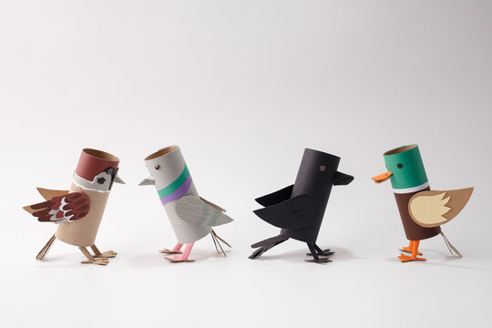diy paper birds craft made of toilet rolls kids preschool education group project marketing kindergarten lesson materials school website content family blog banner,