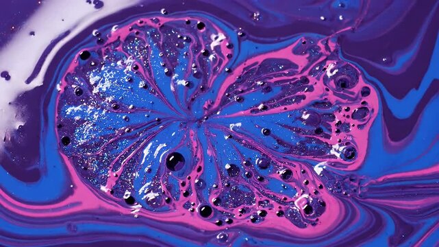 Vibrant Oceanic Marble Swirl of Electric Blues and Neon Pink Tones in Motion