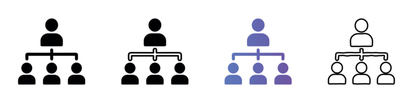 Organizational chart icons showing hierarchy and team structure
