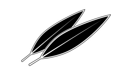 Two stylized black eucalyptus leaves with white outlines on a white background © Lem