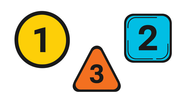 Colorful Geometric Shapes with Numbered Icons