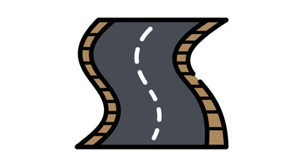 Fototapeta premium Wavy Asphalt Road with White Dashed Line and Brick Edges