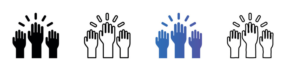 Fototapeta premium Group of hands raised in celebration or agreement