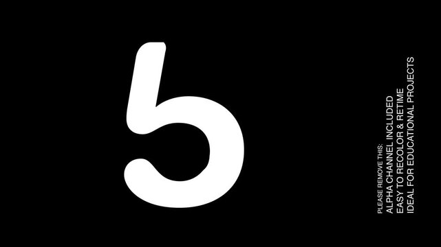 Number 5 Counting Animation for Preschool Kids, Educational Learning Video with Alpha Channel
