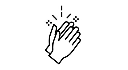 Fototapeta premium Energetic Hands Clapping Line Art Icon with Movement Lines on Isolated White Background