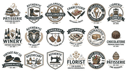 Fototapeta premium Collection of Vintage Style Professional Business Logos for Artisanal Shops and Specialty Craft Businesses