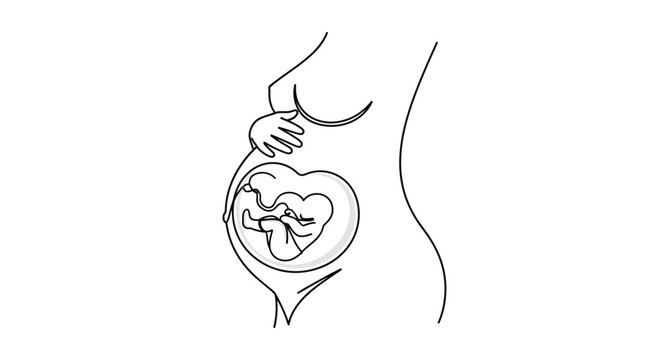a pregnant woman's belly with a heart.