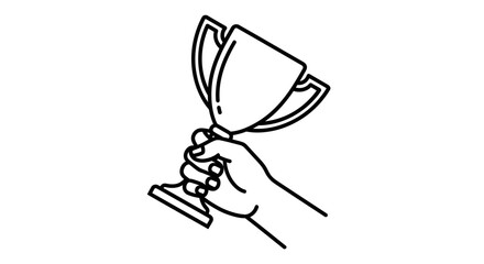 Obraz premium Hand Grasping a Trophy Cup Signifying Triumph and Achievement on an Isolated White Background