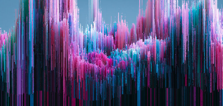 Abstract pink blue pixel sorted glitch art texture