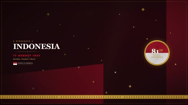 Elegant red and gold motion graphic for Indonesia Independence Day celebration