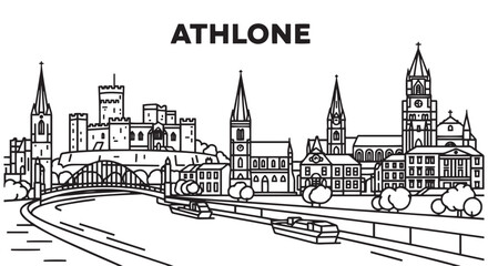 Fototapeta premium Athlone Skyline Illustration Vector