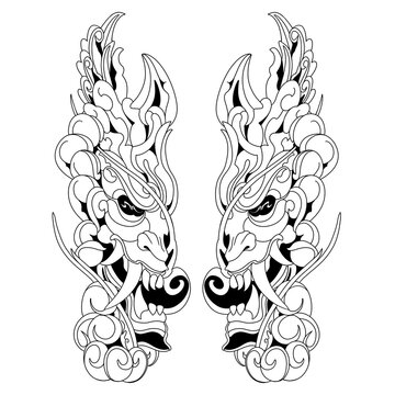 Japan dragon tribal tattoo vector
