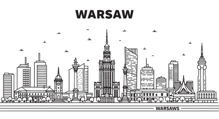 Fototapeta premium Warsaw Skyline Illustration Vector