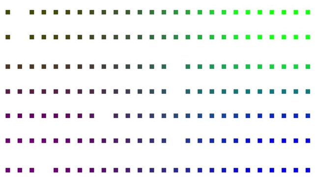 Abstract animation of a colorful square grid blinking on a white background. Digital matrix equalizer or tech concept motion graphic.