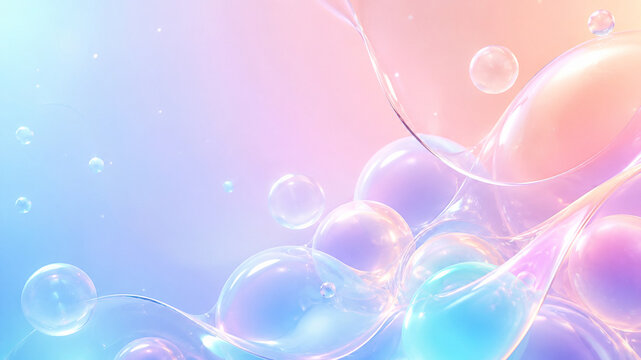 Paysage abstrait pastel &eacute;clatant avec bulles translucides