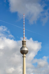 Berlin TV Tower Against Blue Sky with Clouds © Martin