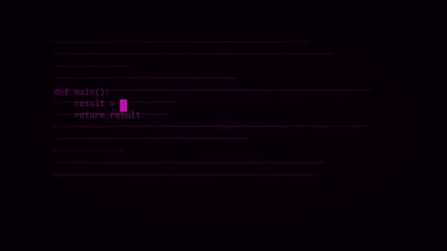 Magenta Neon Blinking Block Cursor Code Editor Animation Black Background 4K