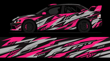 Pink and black camouflage wrapped sports car design. © IP STOCK