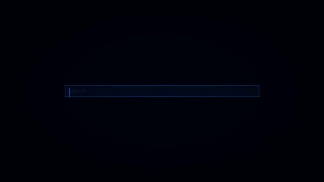 Blue Neon Blinking Pipe Cursor Search Bar Animation Black Background 4K