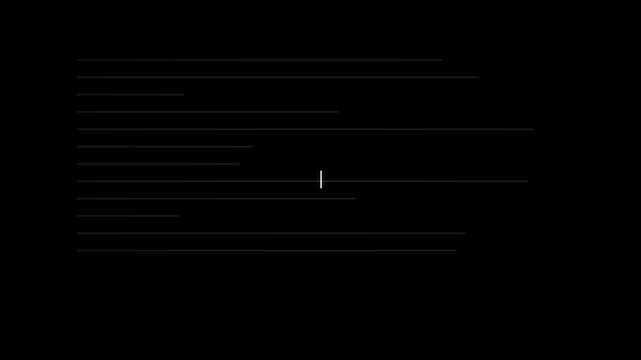 White Blinking Pipe Cursor Document Lines Animation Black Background 4K